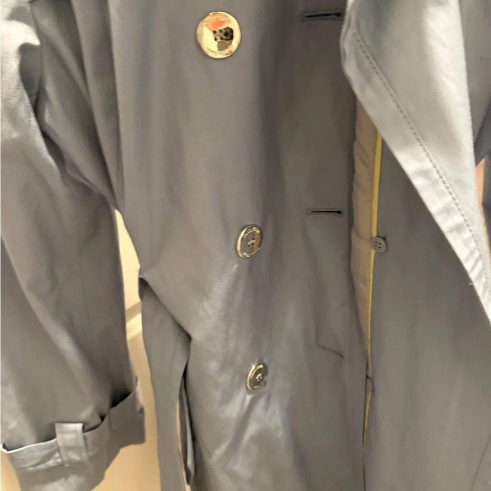 Calvin Klein Light Gray Double-Breasted Trench Coat - Picture 4 of 12